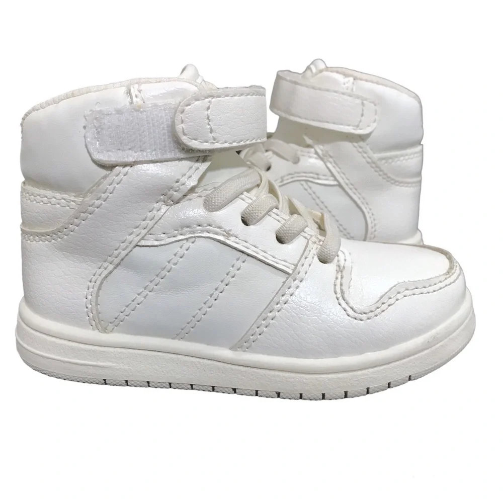 The Children’s Place White High Top Hook and Loop Lace Up Sneakers EUC